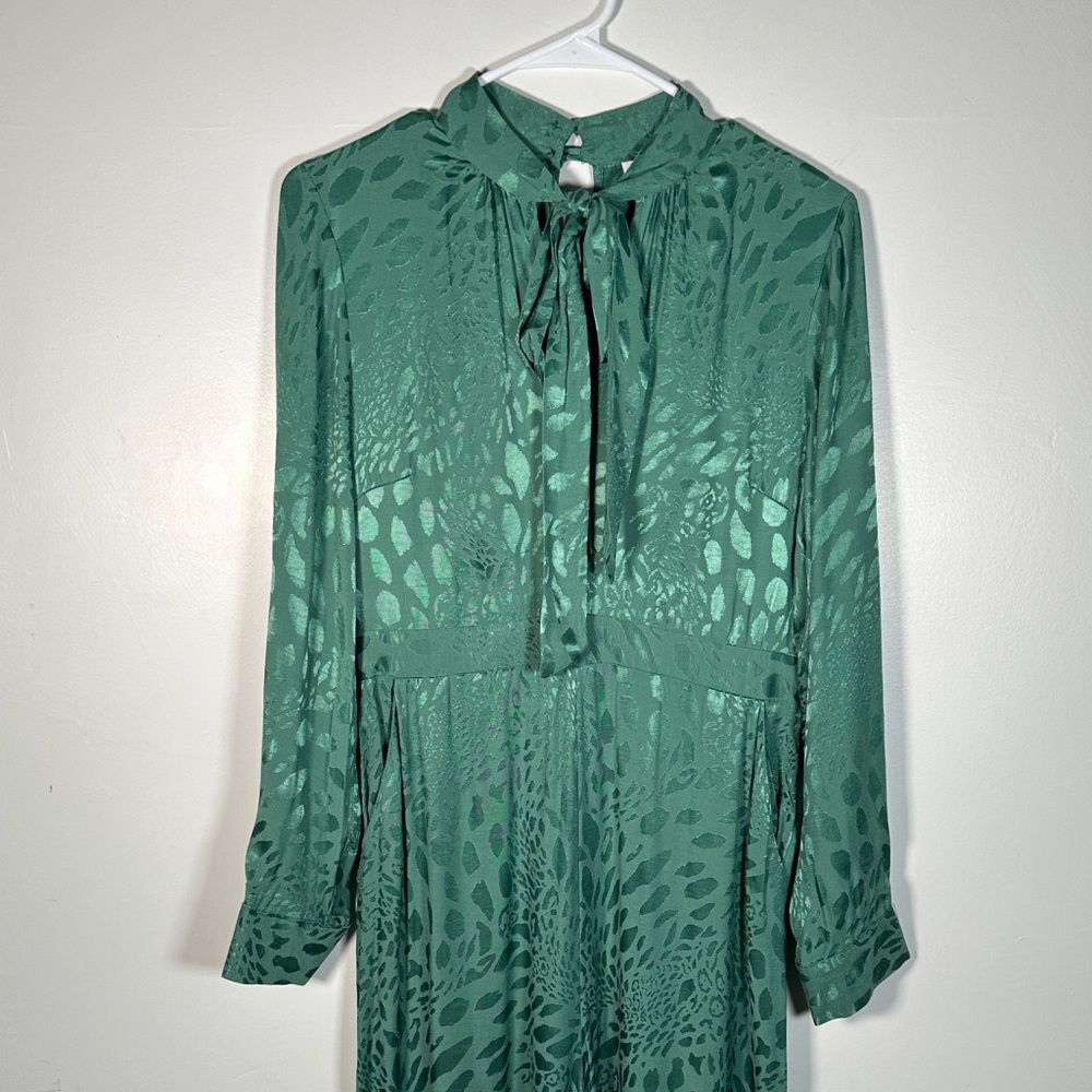 Topshop Emerald Green Statement Wide-Leg Jumpsuit – Tie Neck – Size 6 - Picture 4 of 15